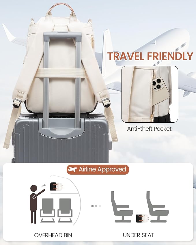 LOVEVOOK Laptop Backpack for Women Vintage Travel Backpack Purse Airline - Image 3