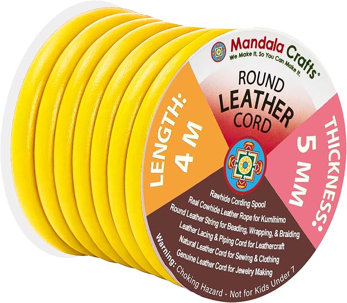 Mandala Crafts Round Genuine Yellow Leather Cord by MandalaCrafts
