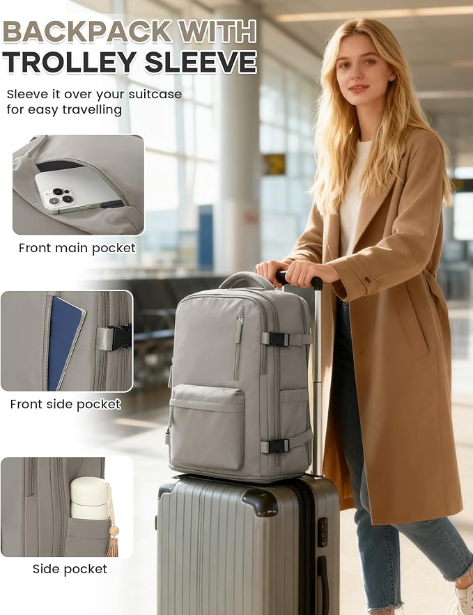 WONHOX Large Travel Backpack Carry on Flight Approved Laptop Work Business - Image 5