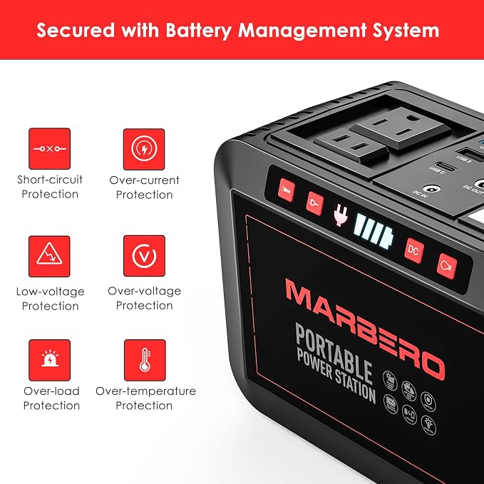 MARBERO 200W Portable Power Station 148Wh Camping Solar Generator Laptop Power - Image 9