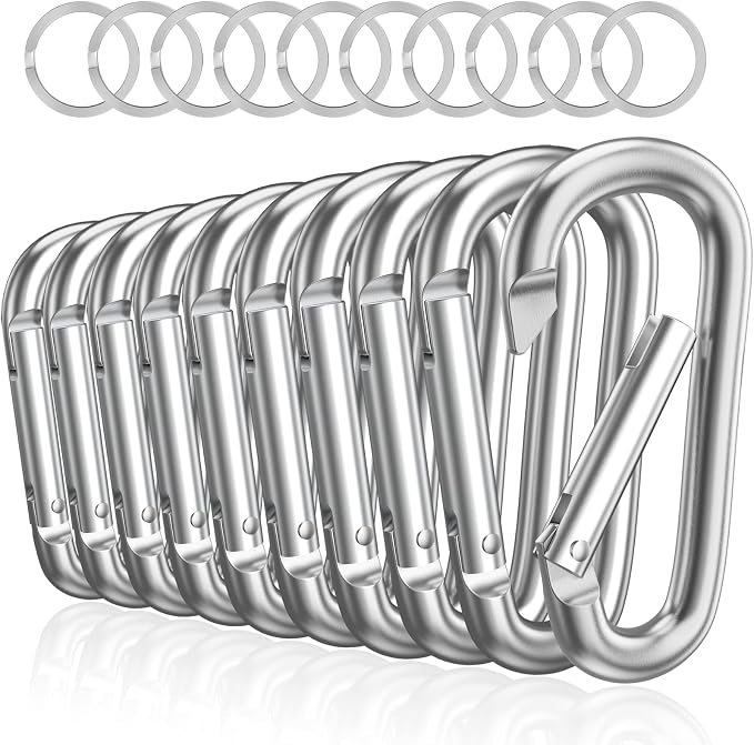 sprookber 3" Aluminum Carabiner D Ring, Caribeener Clips, Spring Snap Hook by Sprookber