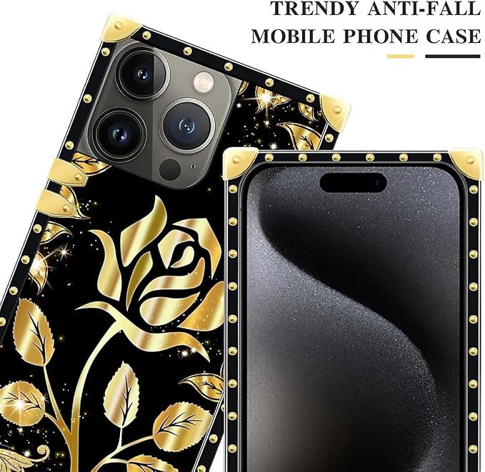 Compatible with iPhone 16 Pro Case, Shine Gold Rose Luxury Golden Decoration - Image 4