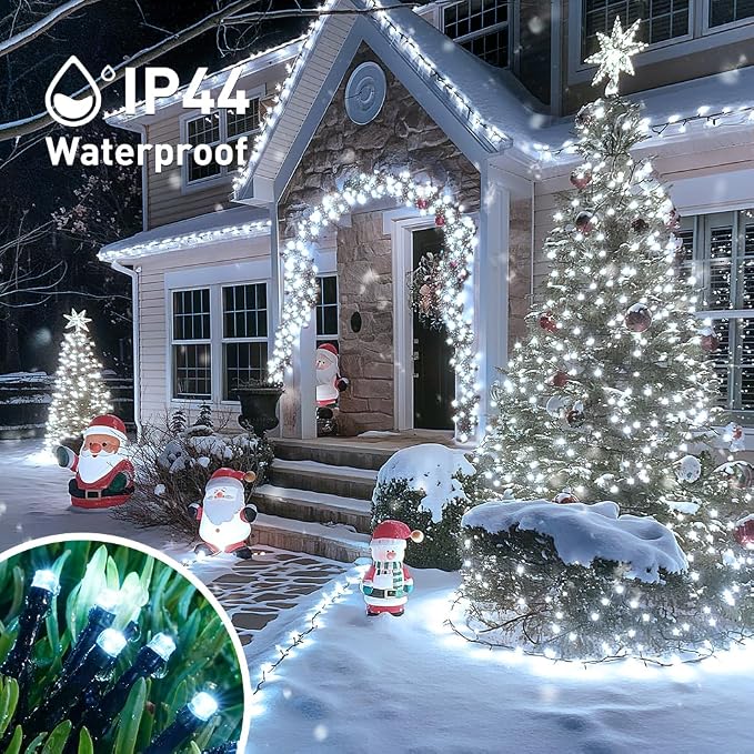 JMEXSUSS 200 LED White Christmas Lights Outdoor, 66ft Connectable Christmas - Image 3