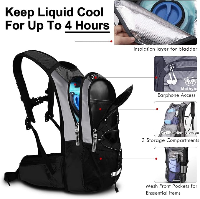 Mothybot Hydration Pack, Insulated Hydration Backpack - Image 3