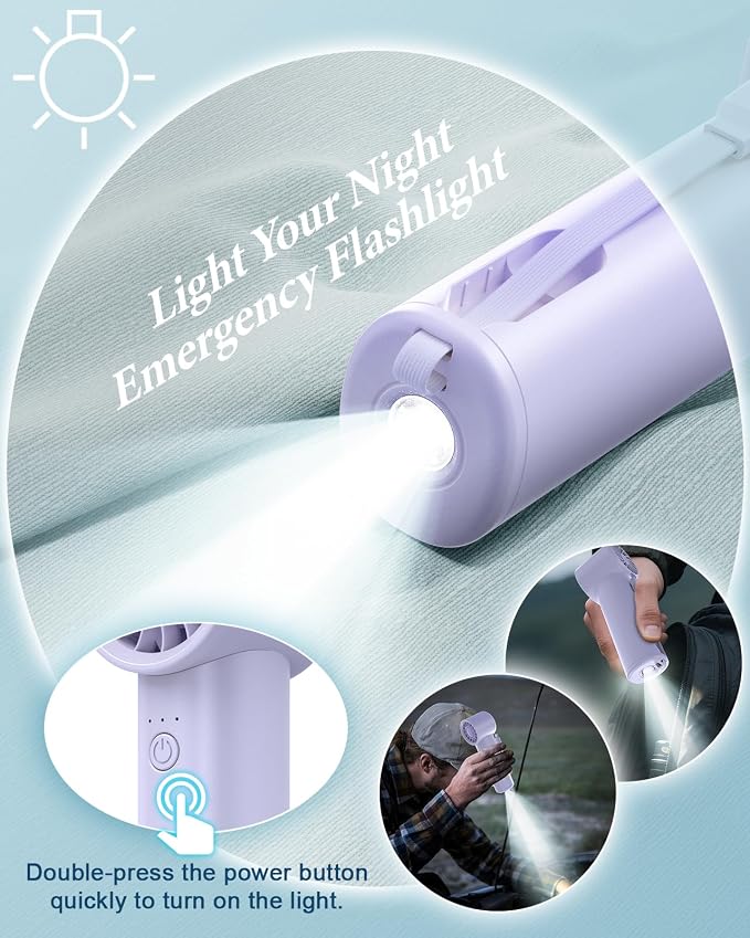 Portable Handheld Fan with Power Bank, 3 IN 1 USB Rechargeable Mini Personal - Image 4