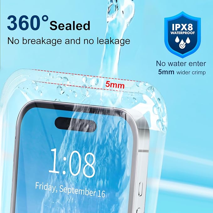 PEDVSTY 2 Pack Waterproof Phone Pouch, IPX8 Waterproof Phone Case Compatible - Image 6