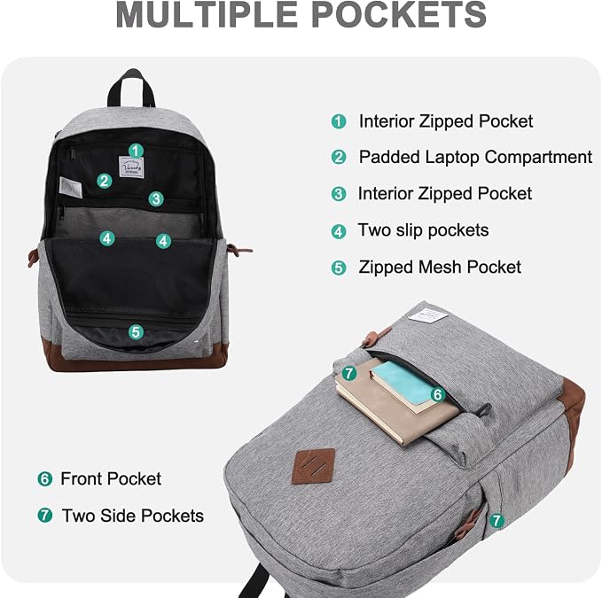 Backpack for Men Women, VASCHY Classic Water-resistant Lightweight Travel - Image 3