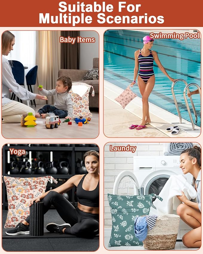ALVABABY 3 pcs Cloth Diaper Wet Dry Bags Waterproof Reusable - Image 7