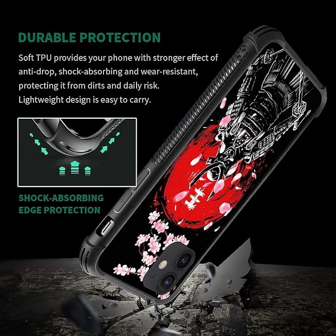 for iPhone 11 Case, Sakura Japanese Samurai Pattern Graphic Design Girl Boy - Image 5