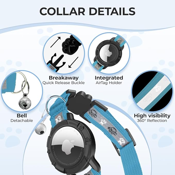 Breakaway AirTag Cat Collar, Reflective Cat Tracker Collar - Image 5