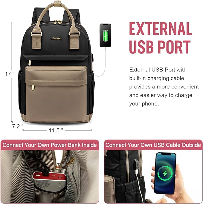 LOVEVOOK Laptop Backpack for Women Men 15.6 Inch Laptop Bag - Image 5