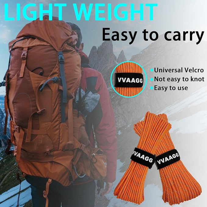 VVAAGG Reflective Paracord Rope 100FT, 7 Strand Nylon para Cord Lanyard Utility - Image 4