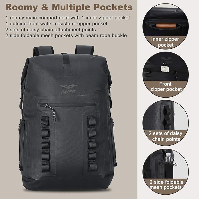 MIER Dry Bag Waterproof Backpack 30L Dry Sack Heavy Duty Roll-Top Closure - Image 4