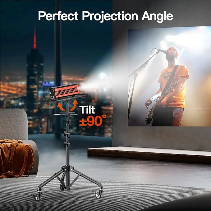 Amada Projector Stand with Wheels, Height Adjustable Rolling Stand with Mouse - Image 5