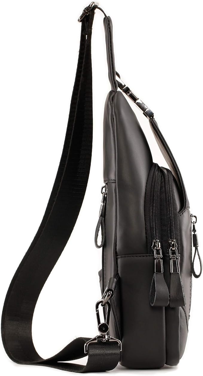 Hebetag Leather Sling Bag Hiking Daypack - Image 3