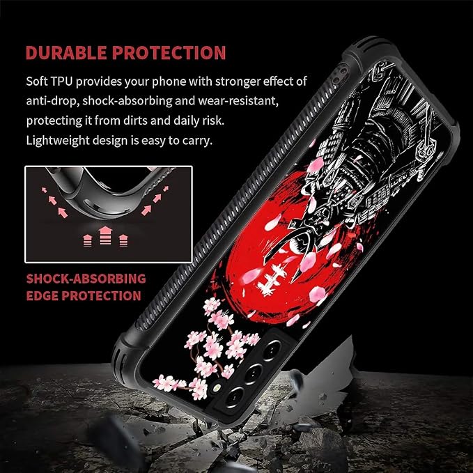 for Samsung Galaxy S21 Case, Sakura Japanese Samurai Pattern Graphic Design - Image 5