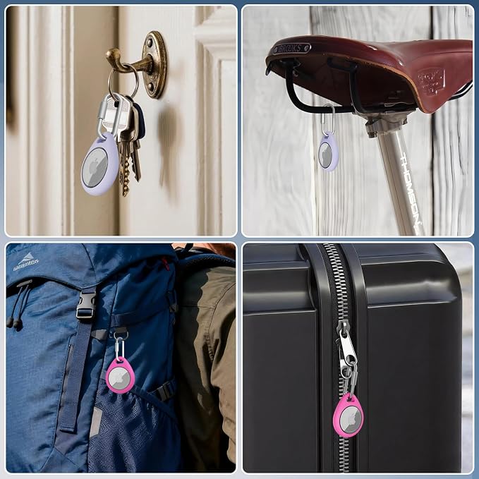 AirTag Holder with 304 Carabiner, 4 Pack IPX8 Waterproof Shockproof PC Hard Case - Image 7