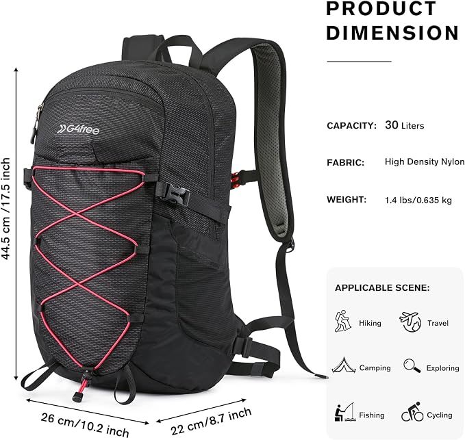 G4Free 30L Lightweight Hiking Backpack - Image 5
