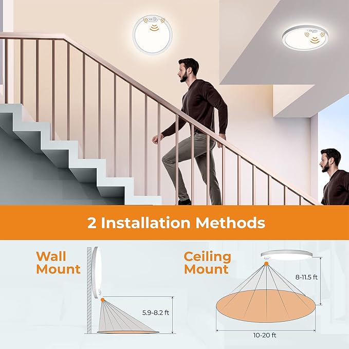 BLNAN 2Pack Motion Sensor LED Ceiling Light, 12 Inch Wired Flush Mount Ceiling - Image 6