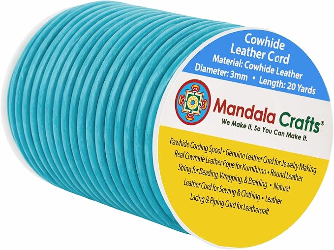 Mandala Crafts Round Genuine Turquoise Leather Cord by MandalaCrafts