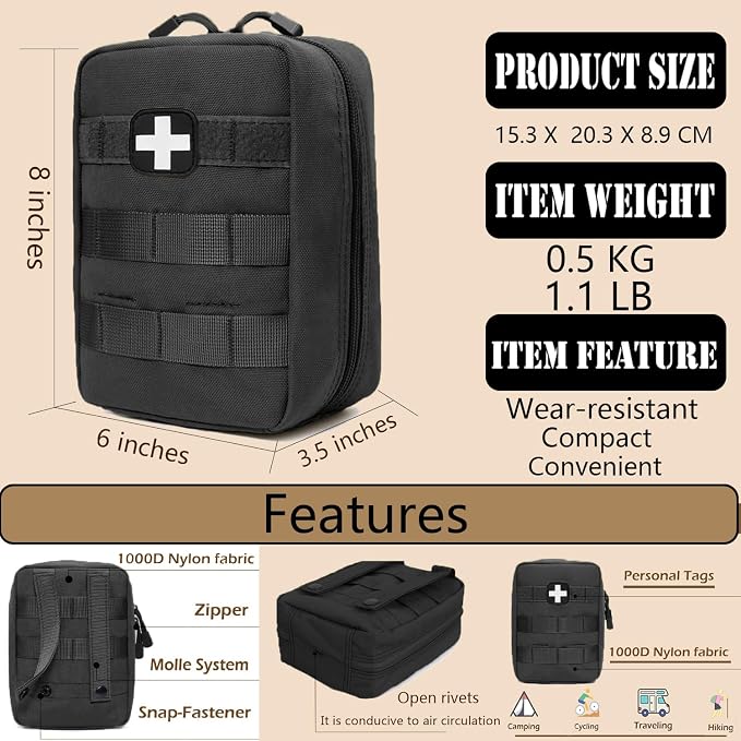 First Aid Kit EMT Medical IFAK Pouch, Molle Tactical Med Emergency Trauma Bag - Image 6