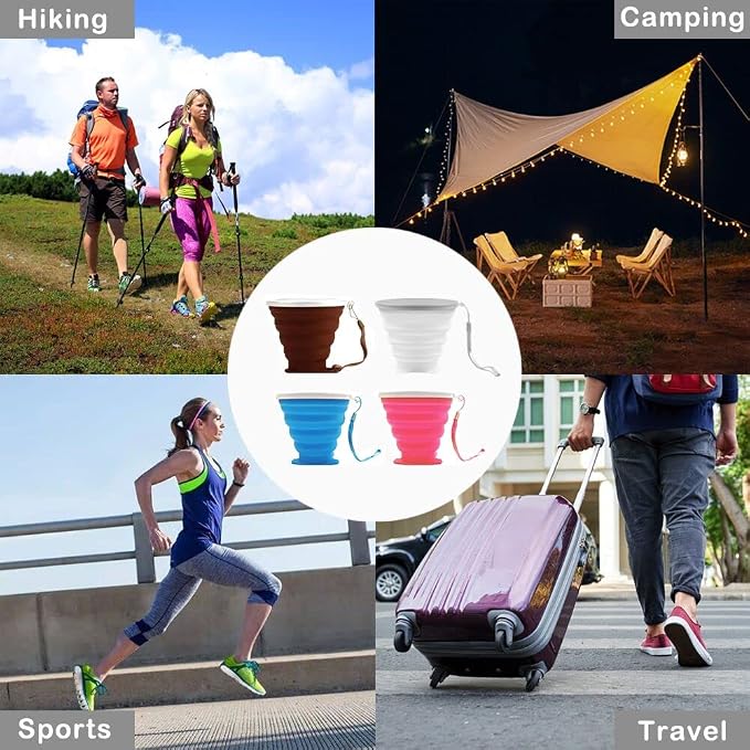 Silicone Collapsible Cups for Camping Travel, Small Portable Backpacking - Image 5