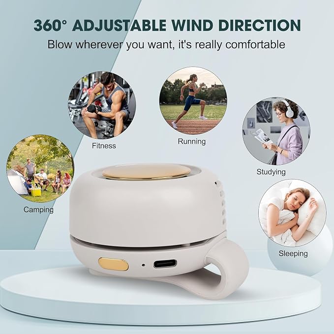 Portable Silent Mini Bladeless Fan Clip On, Small Clip Fan, Adjustable 3 Speeds - Image 7