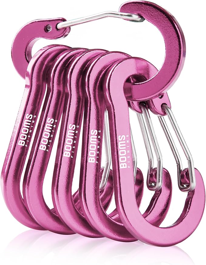 Booms Fishing CC1 Multi-Use Carabiner Clip, 6 Pack Small Caribeener Clips by BoomsFishing