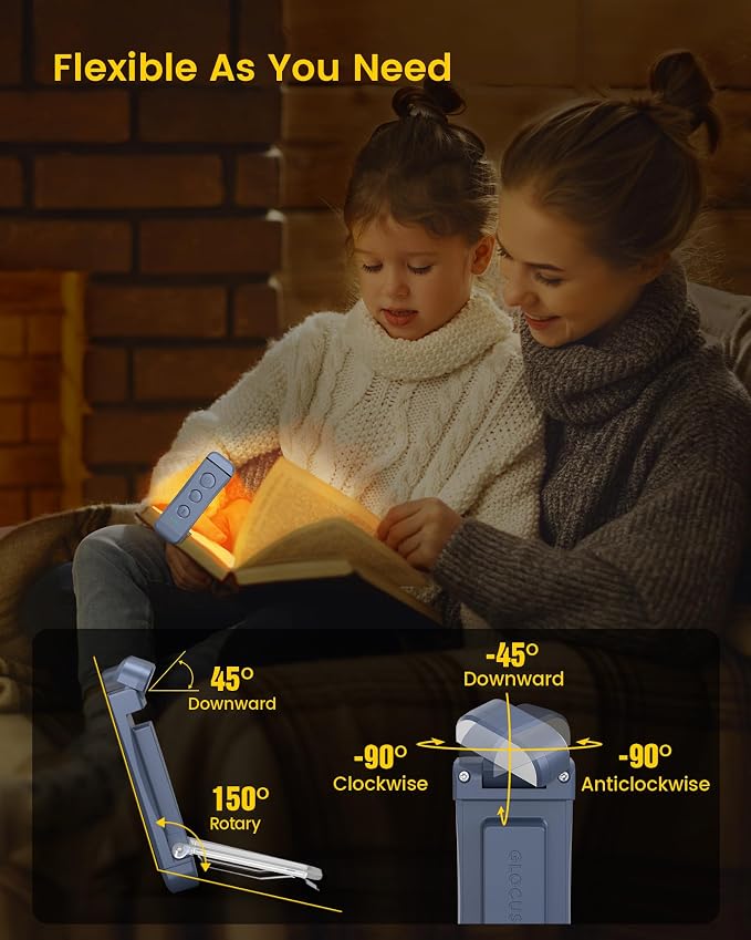 Glocusent USB Rechargeable Book Light, Portable Clip-on LED Reading Light - Image 5