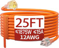 25 FT 12 Gauge Extension Cord Outdoor, Heavy Duty Weatherproof & Flame by Skrizcable