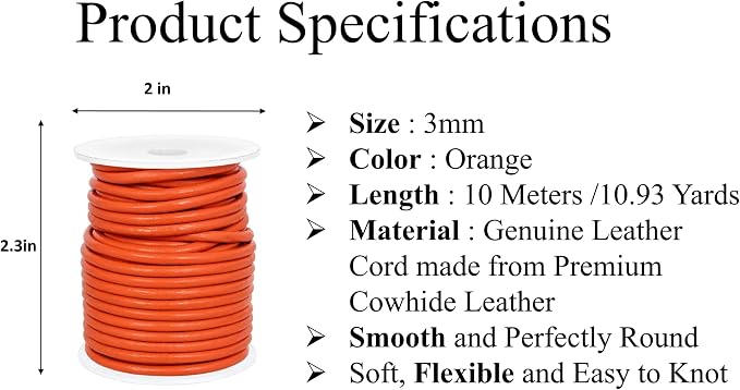 GENIQUE Real/Genuine Round Leather String Cord - Image 2