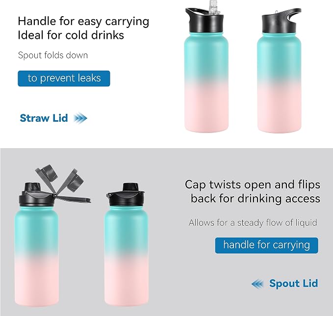 VEGOND 32 oz Insulated Water Bottle Bulk Stainless Steel Metal Water Bottles - Image 5