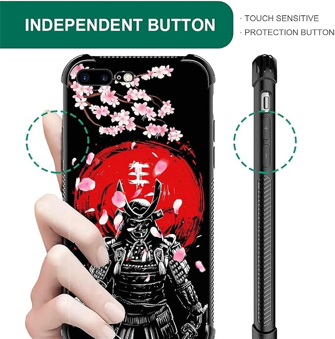 for iPhone 7/8 Case, Sakura Japanese Samurai Pattern Graphic Design Girl Boy - Image 6