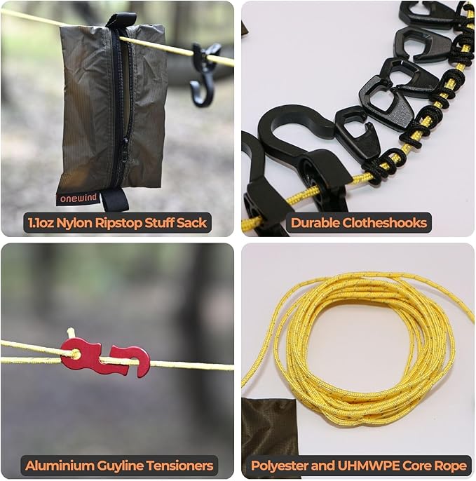 onewind Campsite Storage Line, 6m/19ft Camping Clothesline Hanging Gear - Image 3