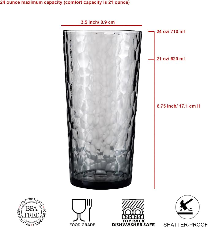 24-ounce Plastic Tumblers, Acrylic Drinking Glasses High-Balls, Reusable - Image 2