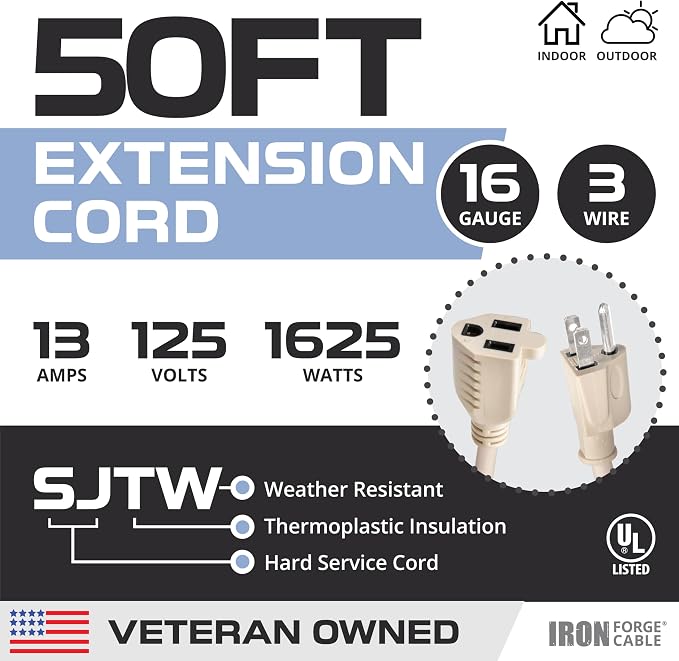 Iron Forge Cable Weatherproof 50 Ft Outdoor Extension Cord - Image 2