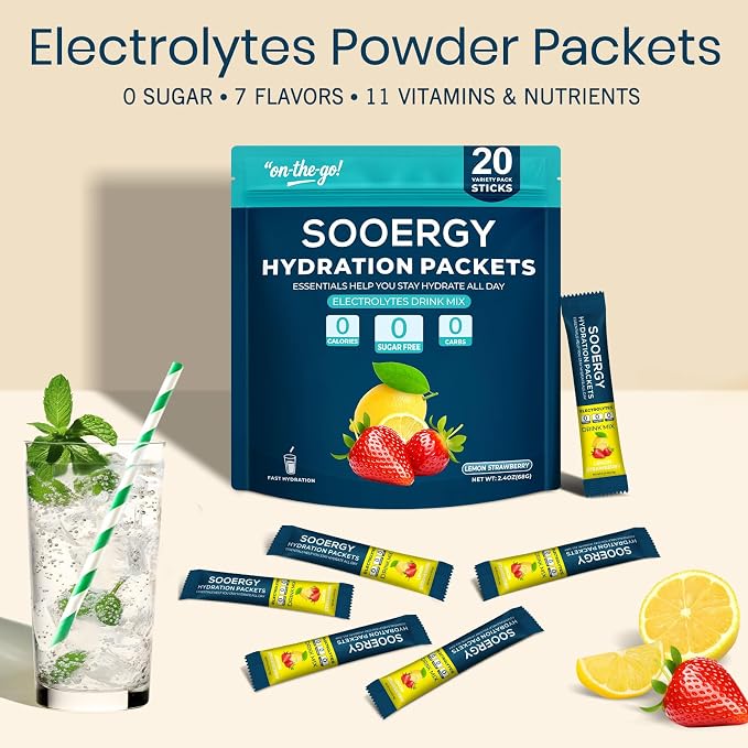 Electrolytes Powder Packets Sugar Free Hydration Packets, Liquid Daily IV - Image 3