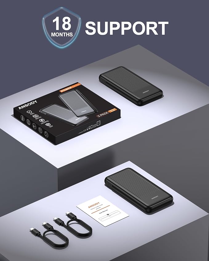 2-Pack Portable Charger, 10000mAh 22.5W Compact USB C Power Bank Fast Charging - Image 9