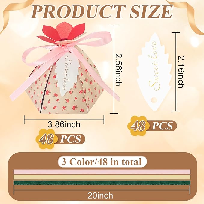 48Pcs Party Favor Candy Box, Petal Shaped Gift Candy Box - Image 2