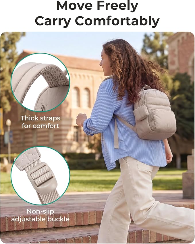 BAGSMART Small Backpacks for Women, Lightweight Puffer Mini Backpack Purse - Image 6