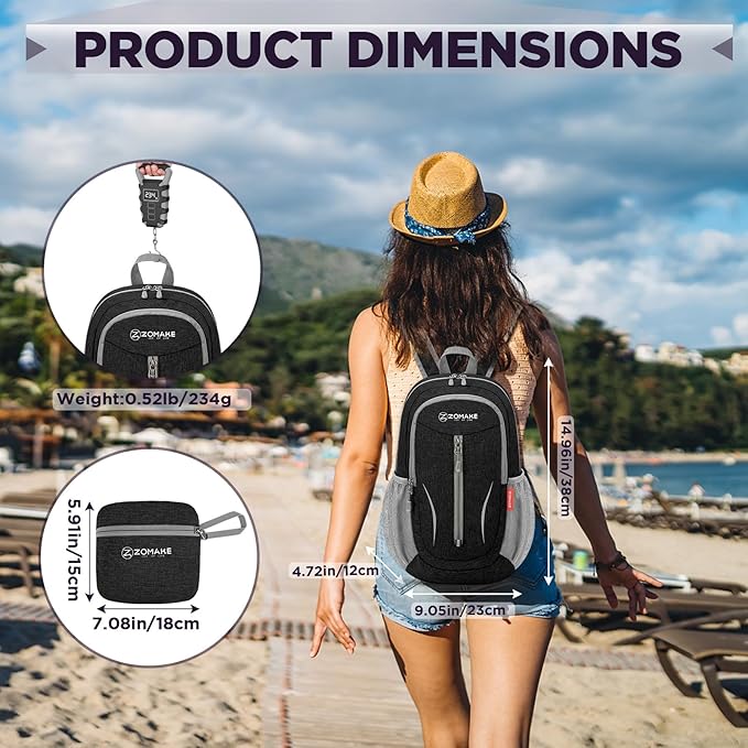 ZOMAKE Ultra Lightweight Packable Backpack 10L, Small Foldable Backpacks Hiking - Image 2