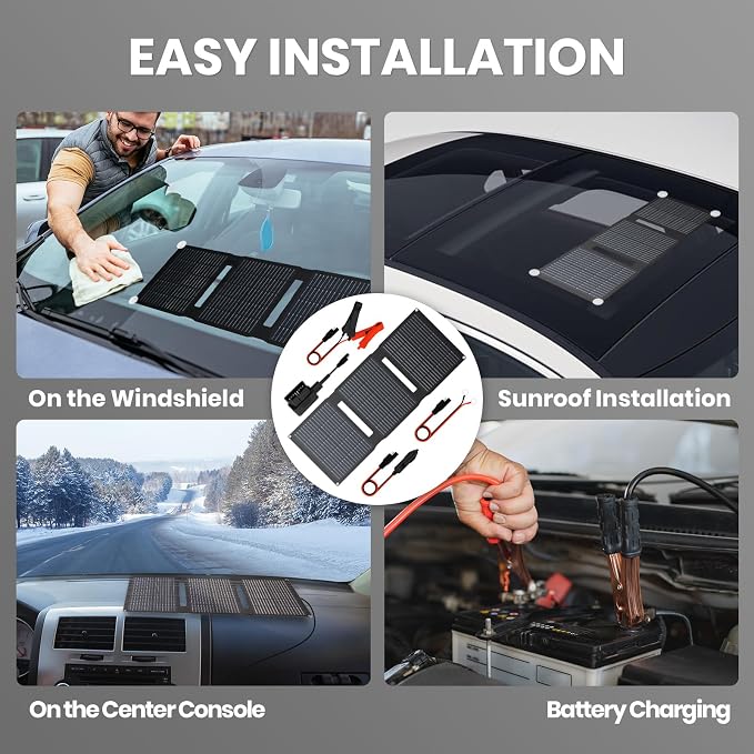 FlexSolar 28W 12V Portable Solar Panel Battery Charger Maintainer Kits Trickle - Image 4