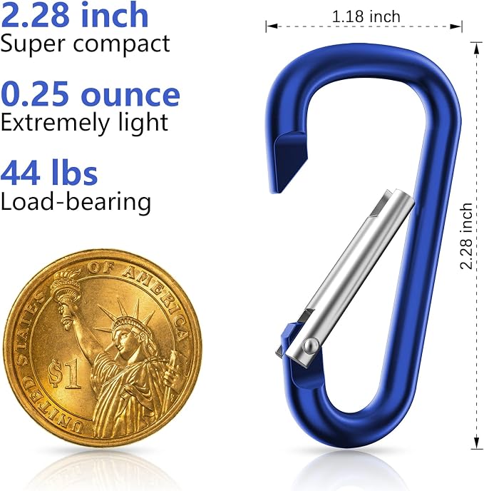 sprookber 2.28" Small Carabiner Clip Keychain, D Ring Caribeaner Clip, Key Clip - Image 2