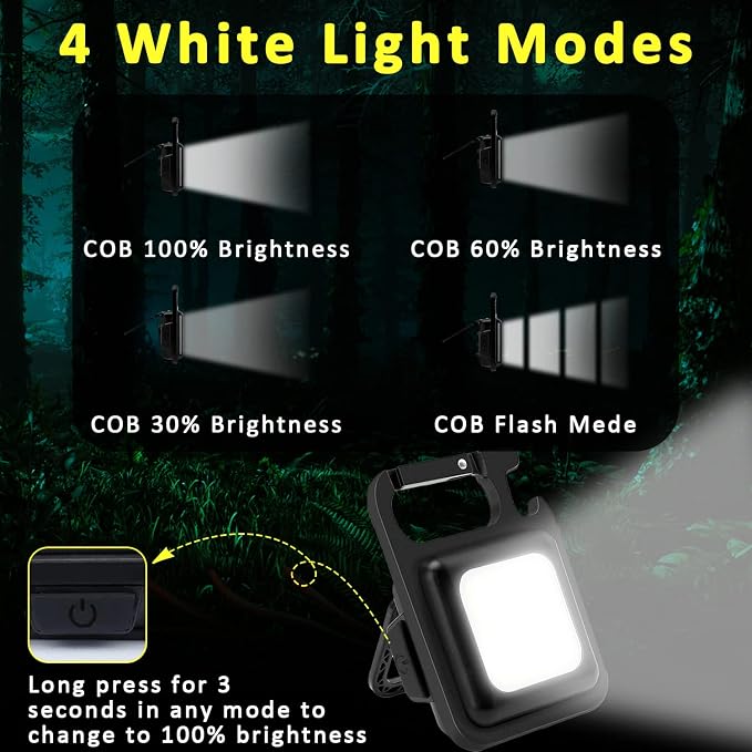 MAKDAK COB Rechargeable Keychain Flashlight 4Pack, High Lumen Super Bright LED - Image 3