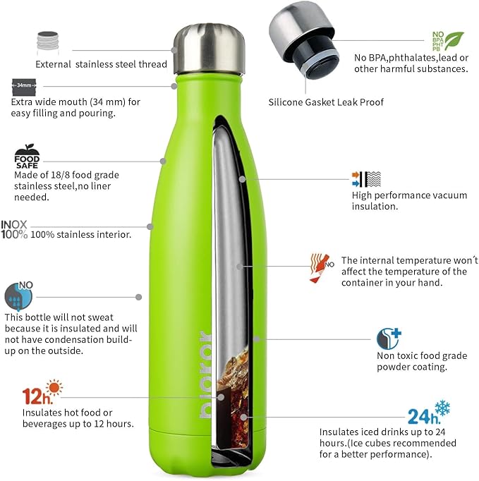 BJPKPK 17oz Insulated Stainless Steel Water Bottles, Sports Water Bottles Keep - Image 3