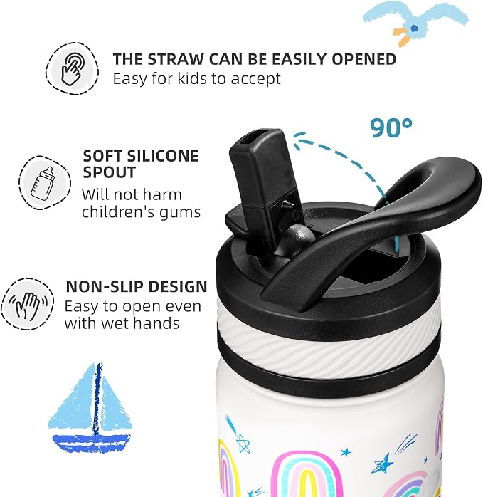 Fanhaw 14 Oz Kids Insulated Water Bottle - Image 3