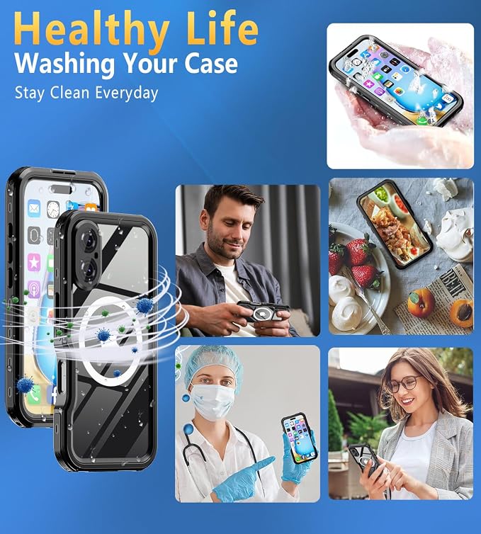 for iPhone 16 Case Waterproof, Full Body Underwater Dustproof Shockproof Case - Image 7