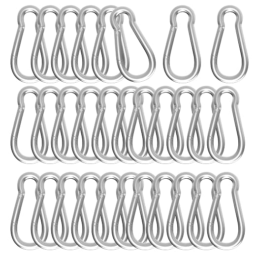 Carabiner, Heavy Duty Galvanized Steel Spring Snap Hook Carabiner Clips by High-PQ