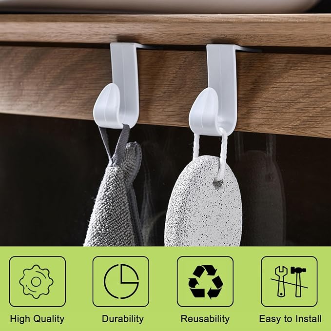 32Pcs Over Cabinet Door Hooks Plastic Over The Door Single Hook Space-Saving - Image 3