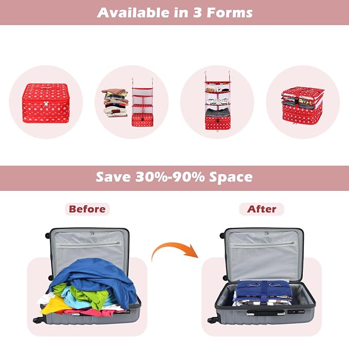 Surblue Hanging Closet Storage Bag Collapsible 3-Shelf Washable Oxford Fabric - Image 3